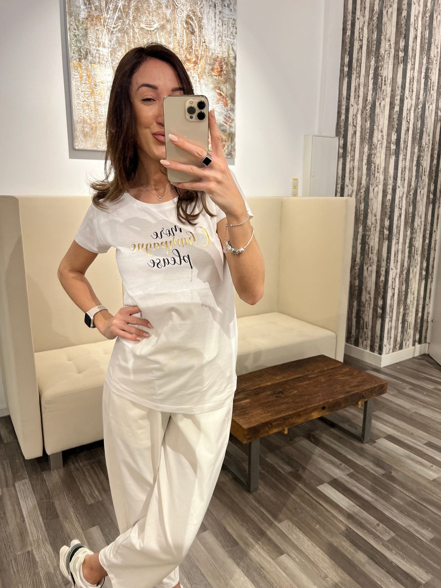 T-Shirt Vparma – Statement-Shirt „More Champagne Please“