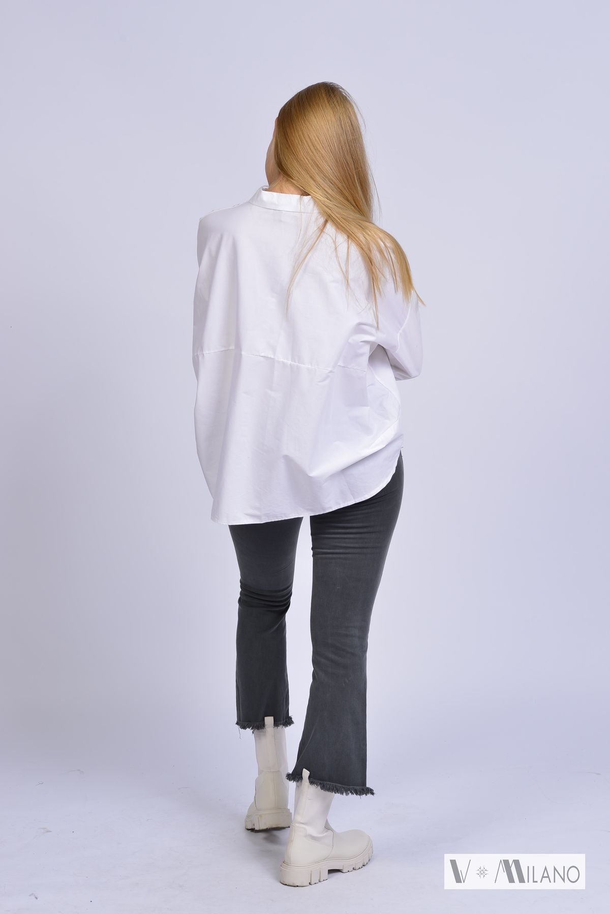 Bluse VWillow – Klassische Baumwollbluse in Weiß | Made in Italy