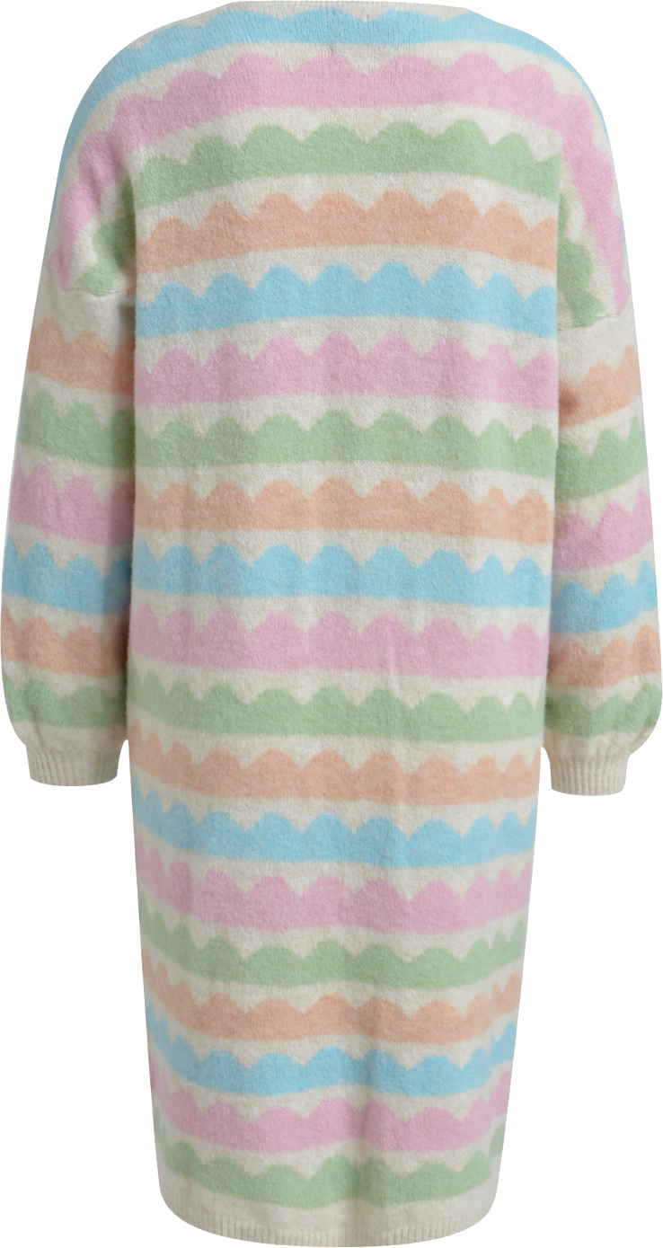 Heartkiss Long Cardigan Pastell – Bunter Damen Strickmantel mit Streifen