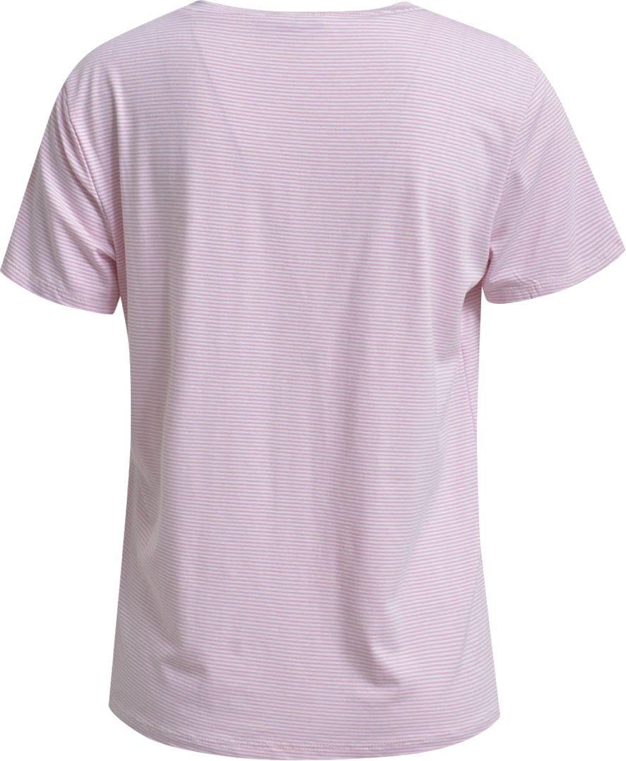 Heartkiss Damen T-Shirt „Enjoy“ – Rosa gestreiftes Shirt mit Statement-Schriftzug