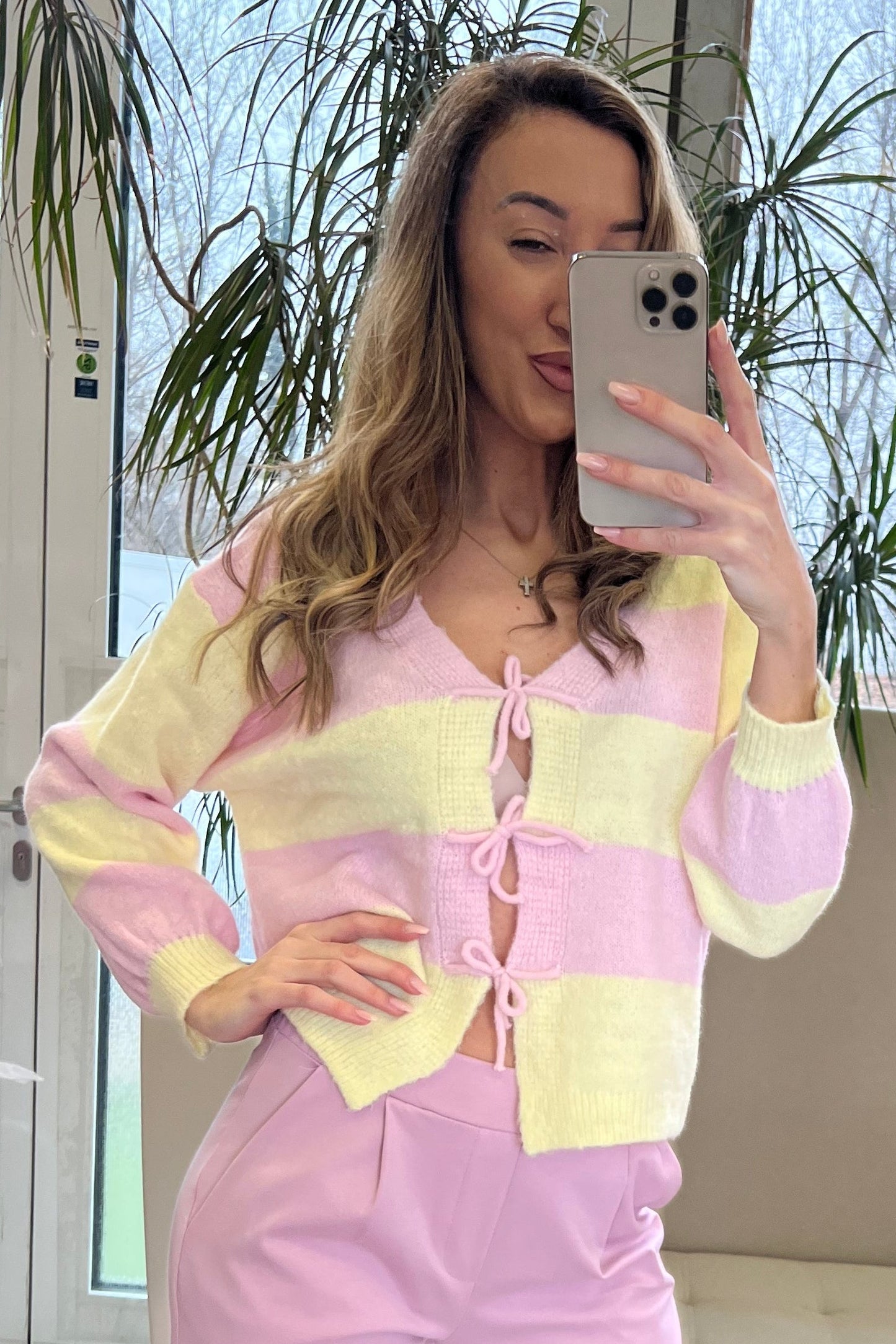 Strickjacke Vjely – Baby Alpaka Cardigan mit Schleifendetail