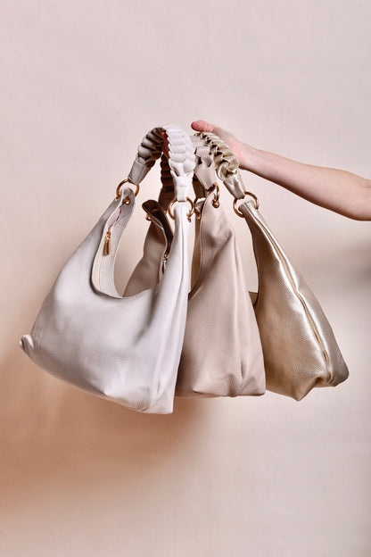 Tasche Vallegra – Elegante Hobo Bag mit geflochtenem Henkel