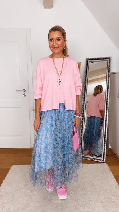 Rock Vfiona – Transparenter Midi-Rock mit Blumenmuster