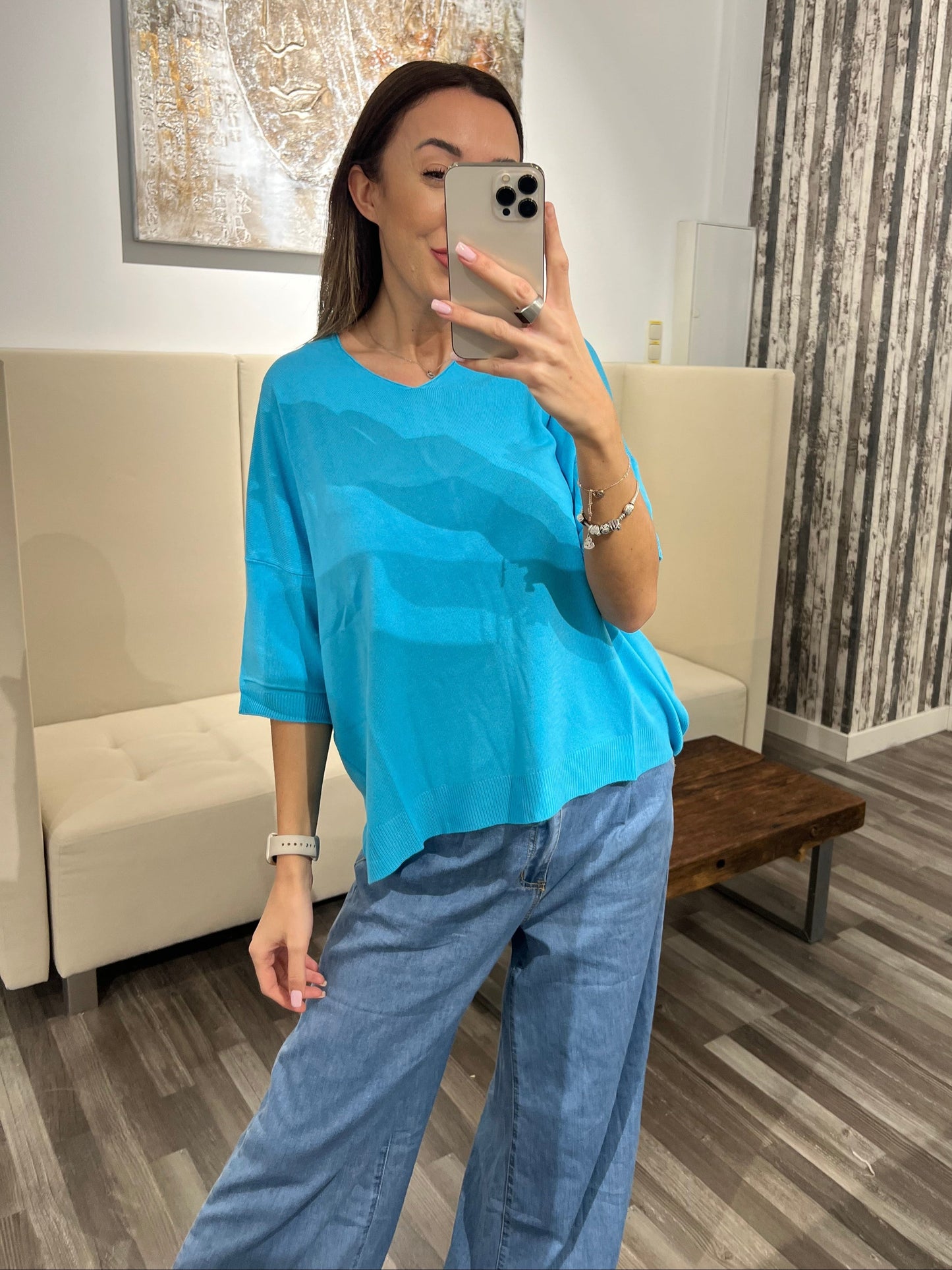 Shirt Vadelyn – Luxuriöses Mohair-Shirt in strahlendem Blau