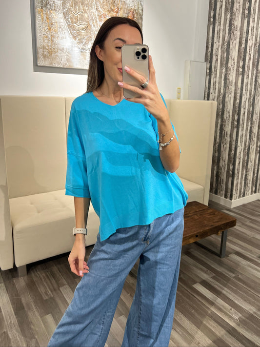 Shirt Vadelyn – Luxuriöses Mohair-Shirt in strahlendem Blau