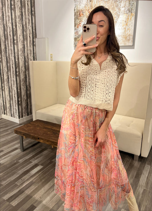 Rock Vjessica – Fließender Midi-Rock mit Print