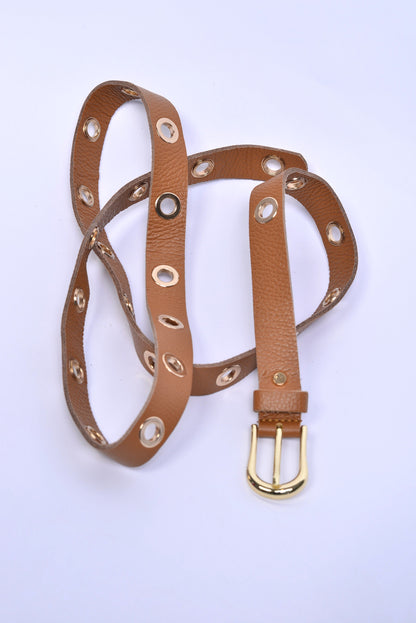 Gürtel Vkreis – Leder mit goldenen Ösendetails