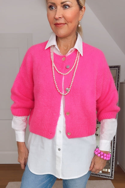 Jacke Vfremont – Alpaka Strickjacke in Statement Pink