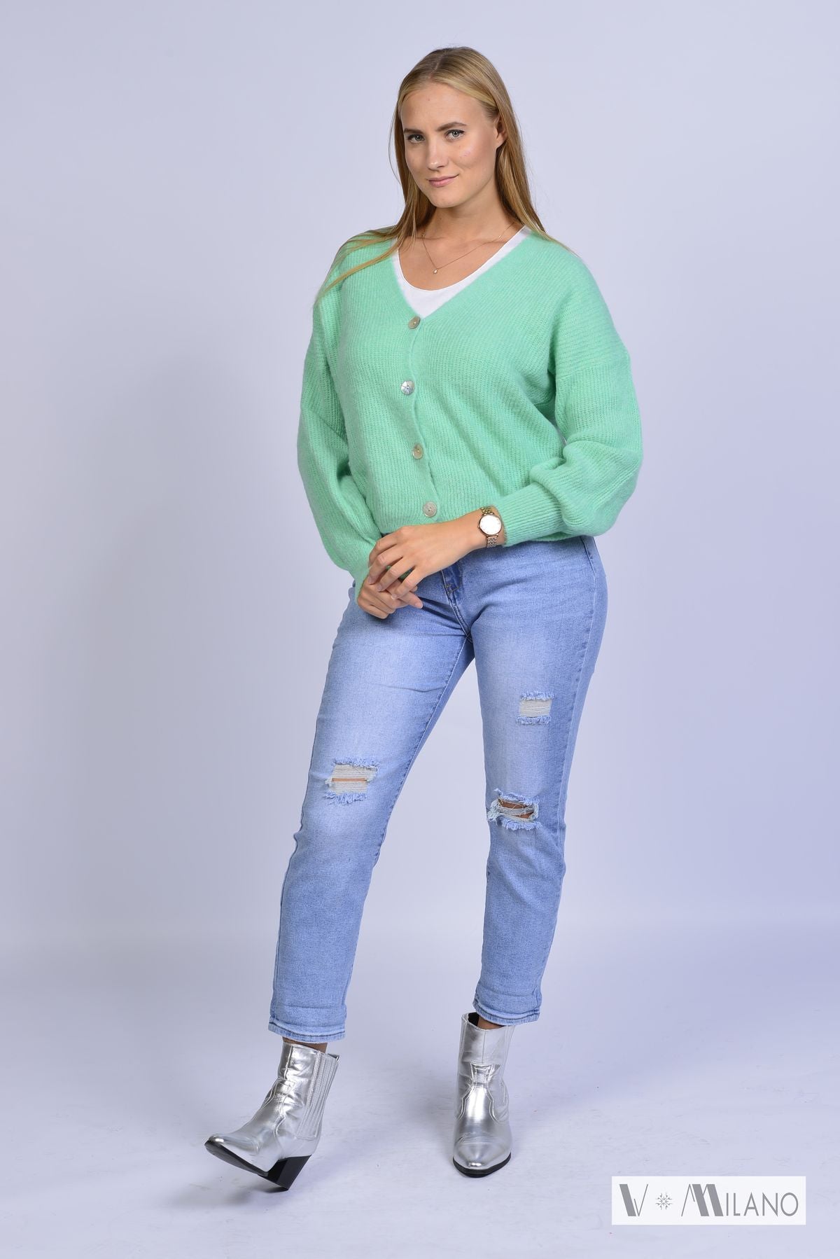 Strickjacke Vperla – Baby Alpaka Cardigan | Made in Italy