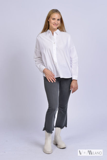 Bluse VWillow – Klassische Baumwollbluse in Weiß | Made in Italy