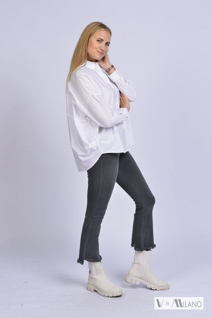 Bluse VWillow – Klassische Baumwollbluse in Weiß | Made in Italy