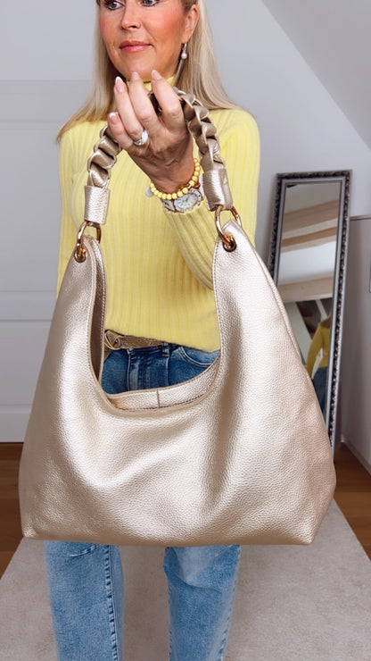 Tasche Vallegra – Elegante Hobo Bag mit geflochtenem Henkel