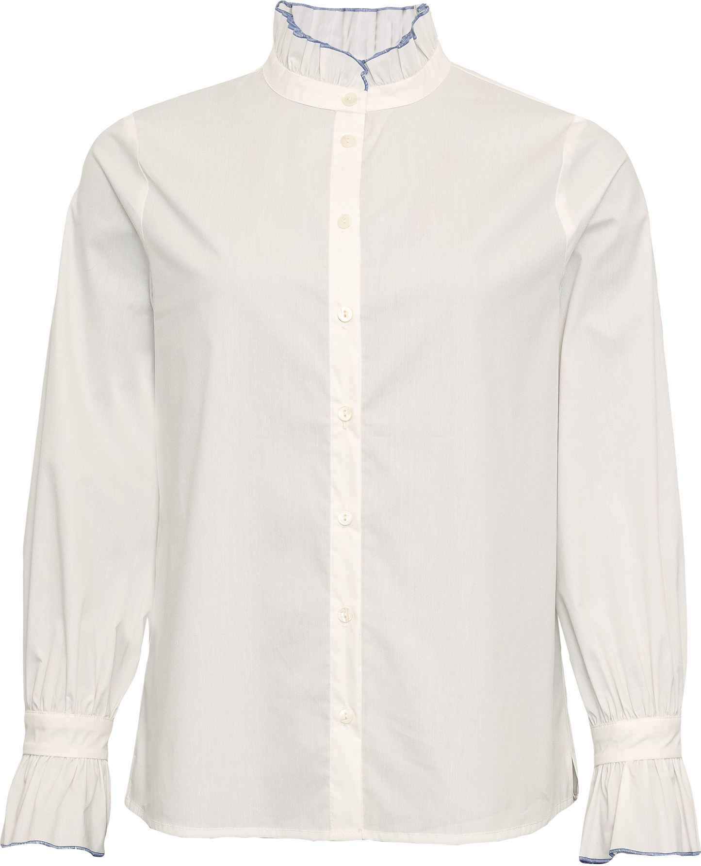 Costamani Bluse in Weiß mit Rüschenkragen – Skandinavische Eleganz aus Dänemark (Liam Shirt)