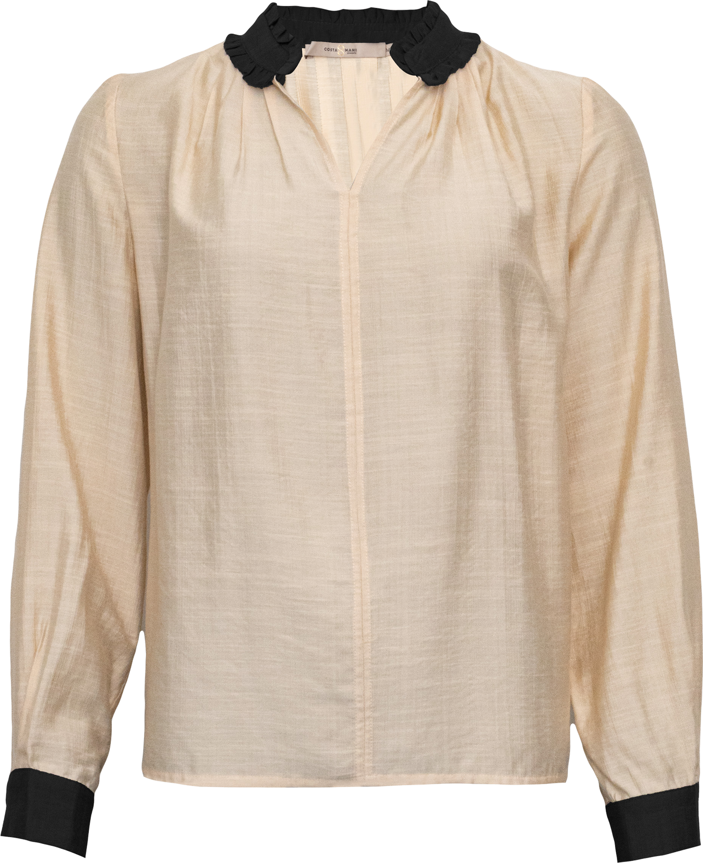 Costamani Bluse „Gabriel“ in Whisper Choco – Skandinavische Eleganz mit feinen Kontrasten