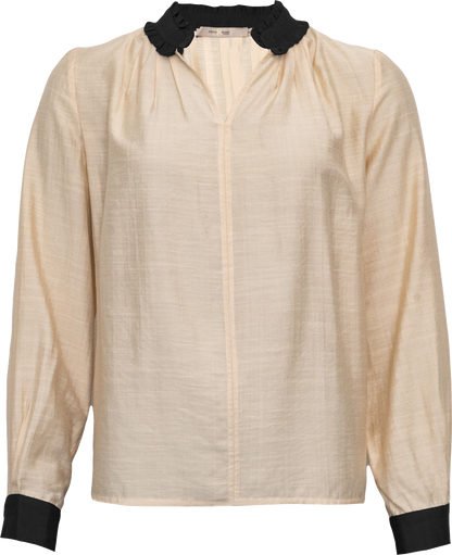 Costamani Bluse „Gabriel“ in Whisper Choco – Skandinavische Eleganz mit feinen Kontrasten