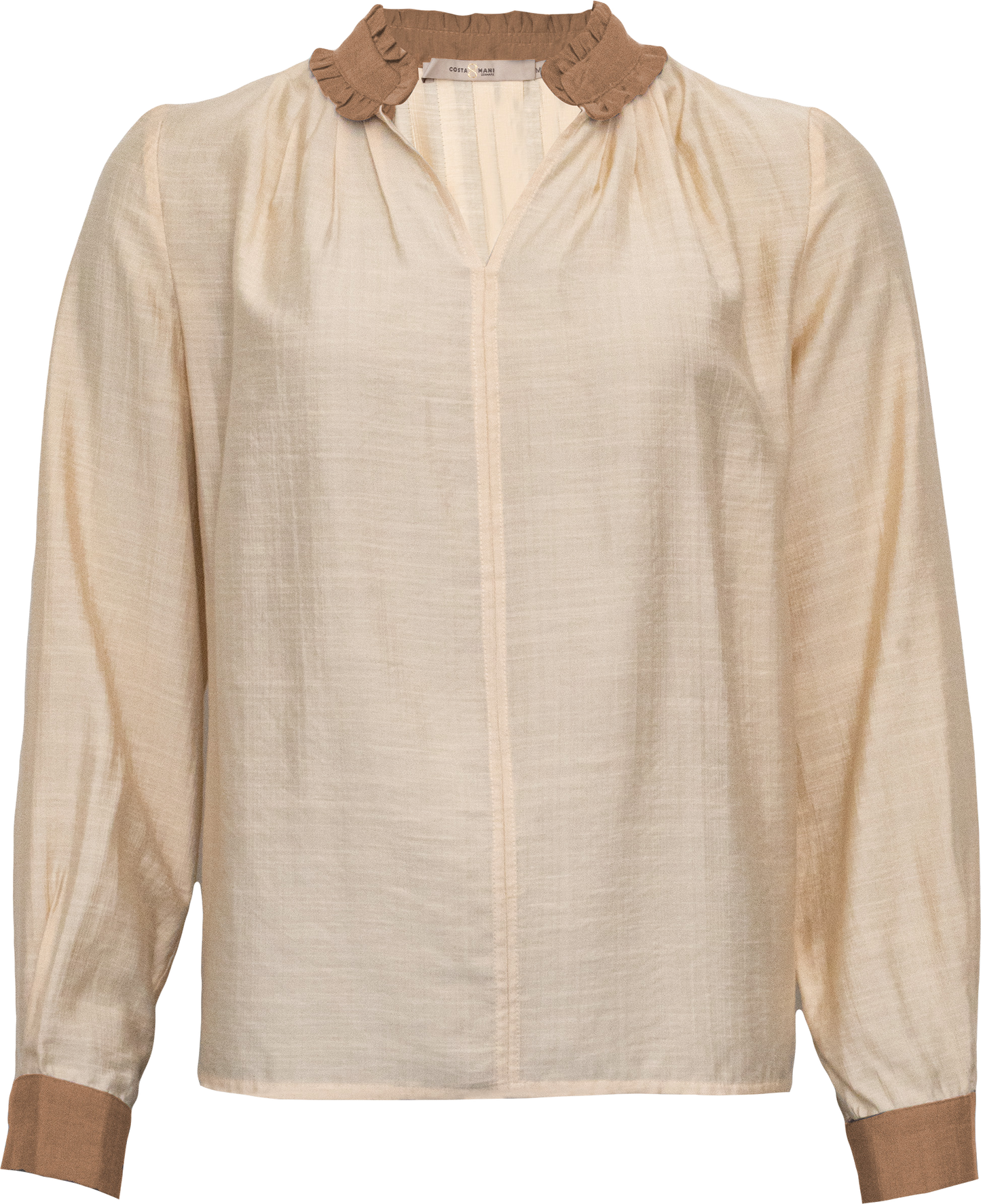 Costamani Bluse „Gabriel“ in Whisper Choco – Skandinavische Eleganz mit feinen Kontrasten