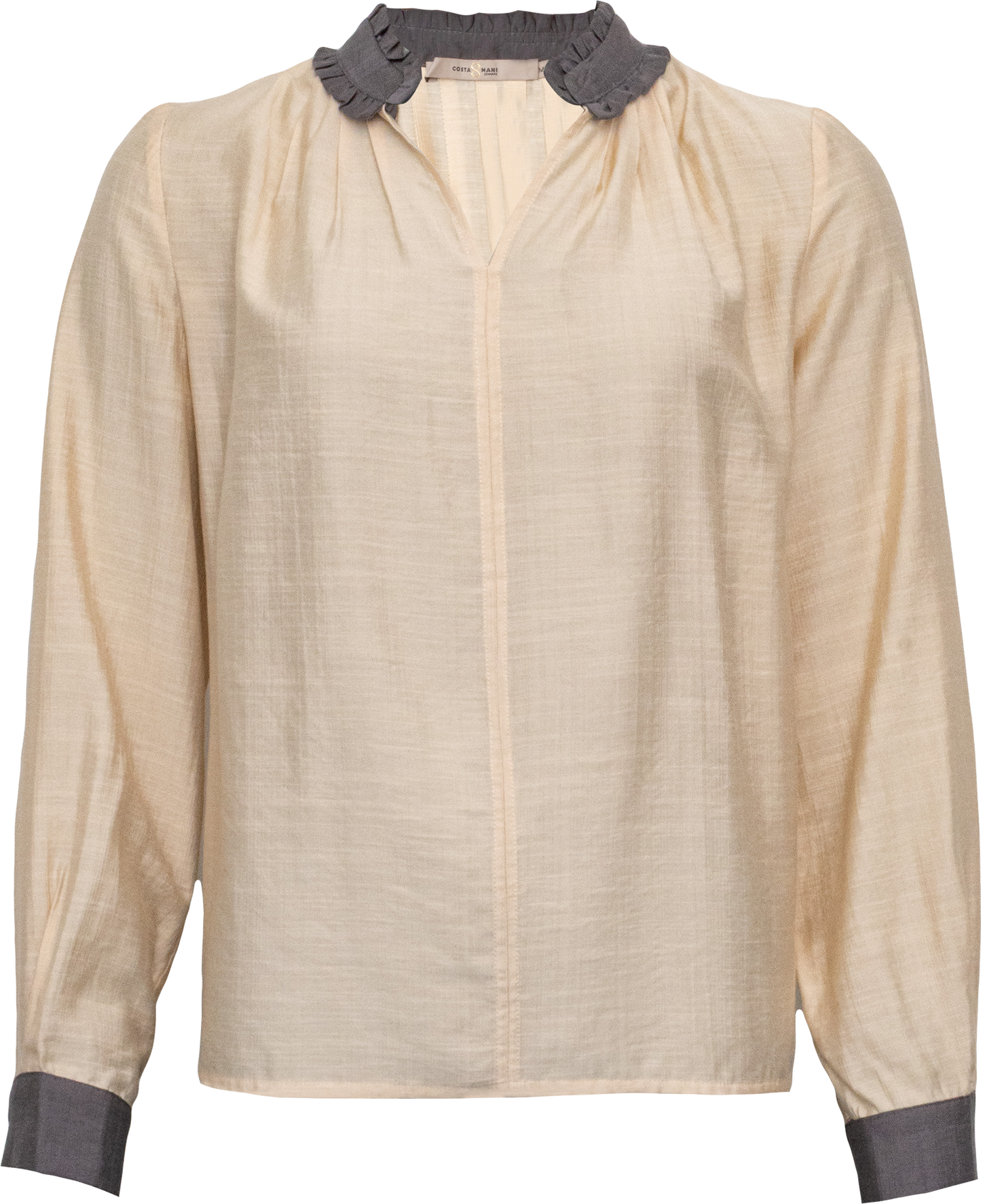 Costamani Bluse „Gabriel“ in Whisper Choco – Skandinavische Eleganz mit feinen Kontrasten
