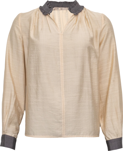 Costamani Bluse „Gabriel“ in Whisper Choco – Skandinavische Eleganz mit feinen Kontrasten