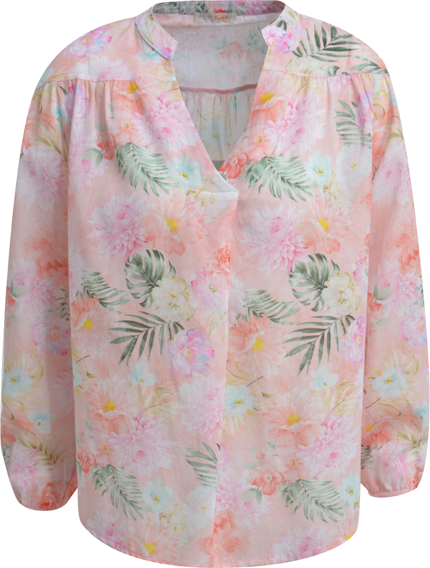 Heartkiss Bluse mit floralem Print in Rosé – Feminine Sommerbluse mit tropischem Blumenmuster