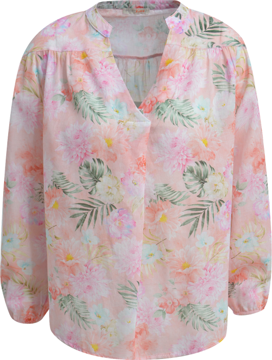 Heartkiss Bluse mit floralem Print in Rosé – Feminine Sommerbluse mit tropischem Blumenmuster