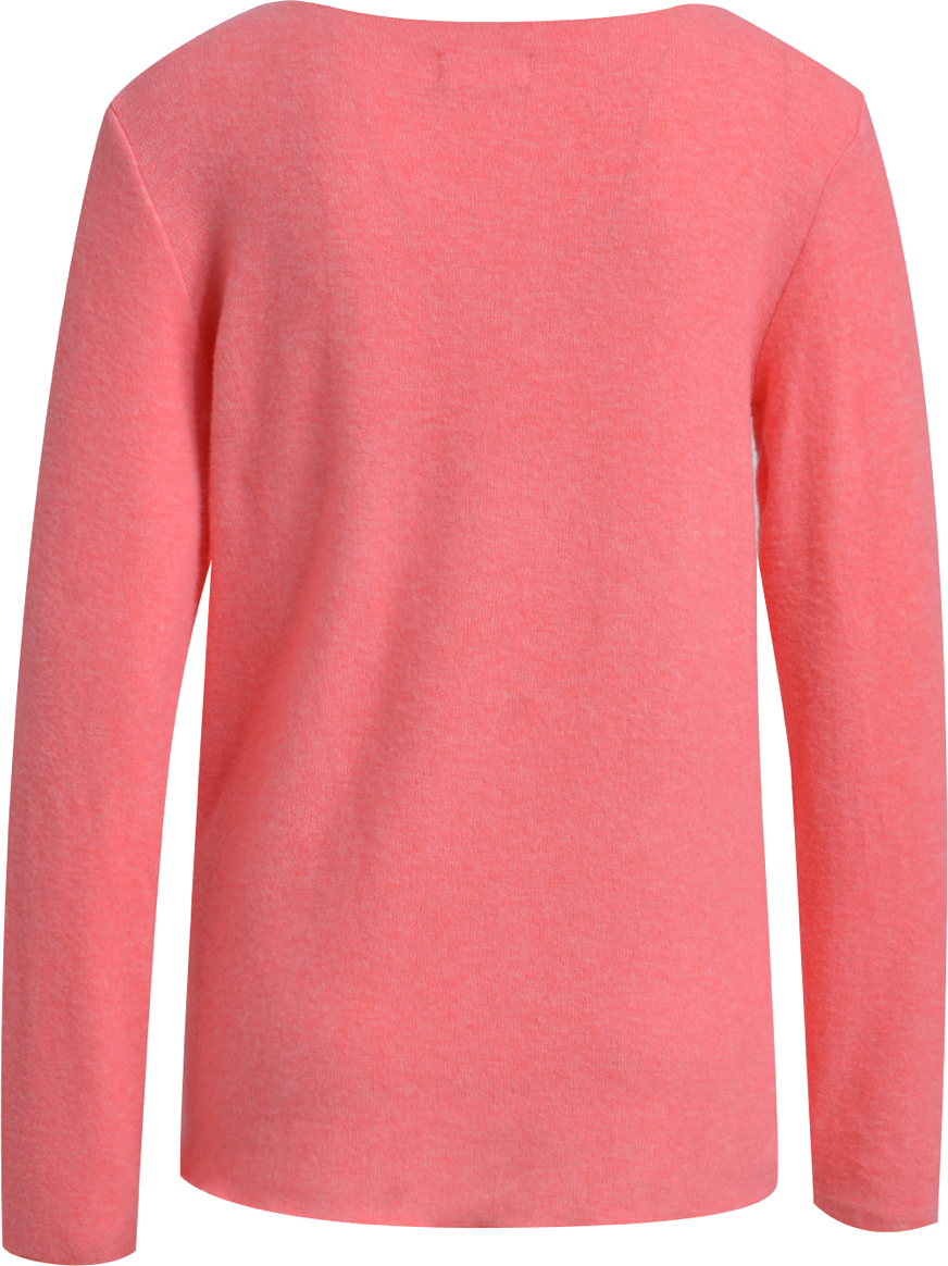 Heartkiss Feinstrick Pullover in Koralle – Femininer Damenpullover mit V-Ausschnitt