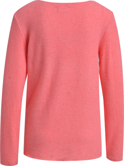 Heartkiss Feinstrick Pullover in Koralle – Femininer Damenpullover mit V-Ausschnitt