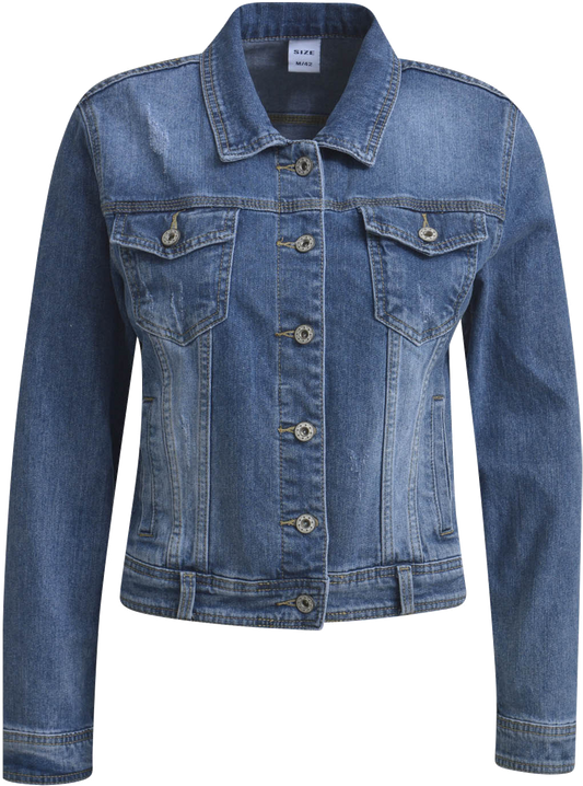 Heartkiss Jeansjacke Damen – Klassische Denim Jacke in Blue Wash