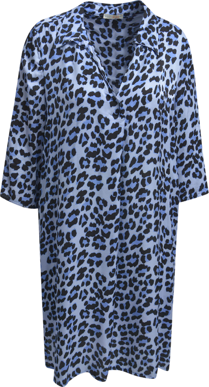 Heartkiss Leo Tunika Damen – Oversize Tunika mit Leopardenmuster in Blau
