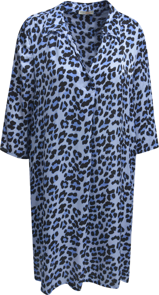Heartkiss Leo Tunika Damen – Oversize Tunika mit Leopardenmuster in Blau