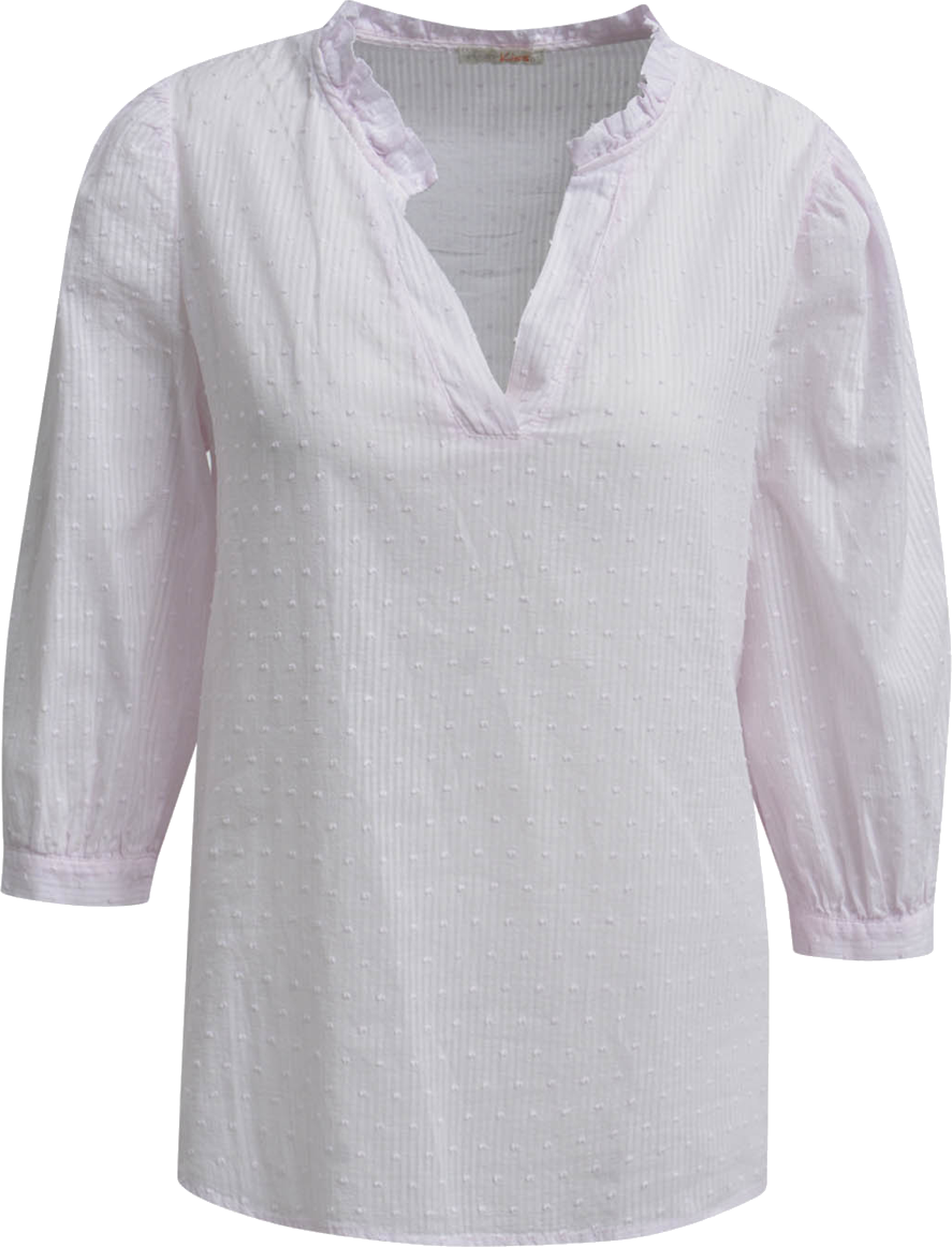 Heartkiss Damen Bluse Weiß – Strukturbluse mit V-Ausschnitt & feiner Punkt-Optik