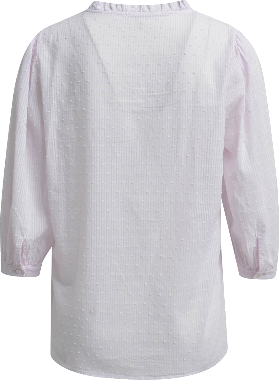 Heartkiss Damen Bluse Weiß – Strukturbluse mit V-Ausschnitt & feiner Punkt-Optik