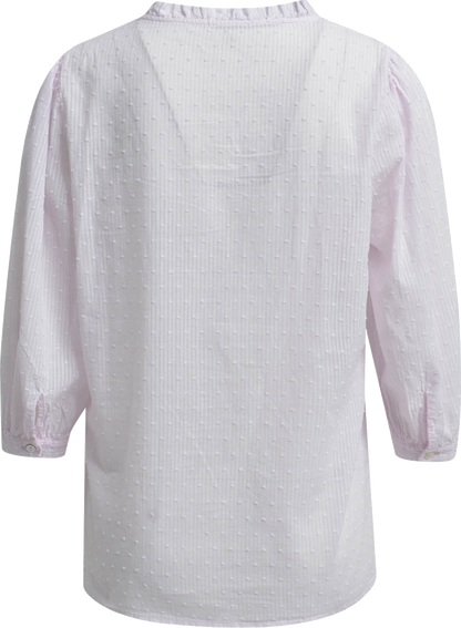 Heartkiss Damen Bluse Weiß – Strukturbluse mit V-Ausschnitt & feiner Punkt-Optik