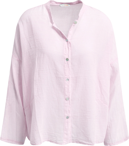 Heartkiss Damen Bluse Rosa – Leichte Oversize Bluse mit Knopfleiste