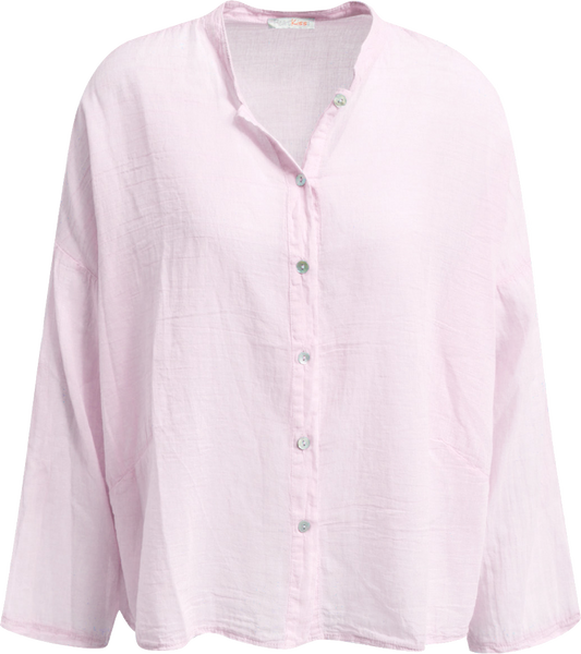 Heartkiss Damen Bluse Rosa – Leichte Oversize Bluse mit Knopfleiste