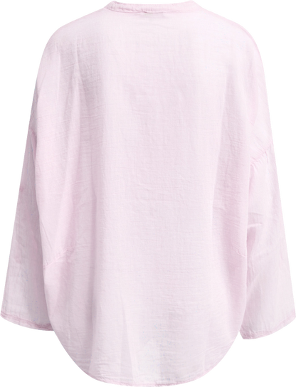 Heartkiss Damen Bluse Rosa – Leichte Oversize Bluse mit Knopfleiste