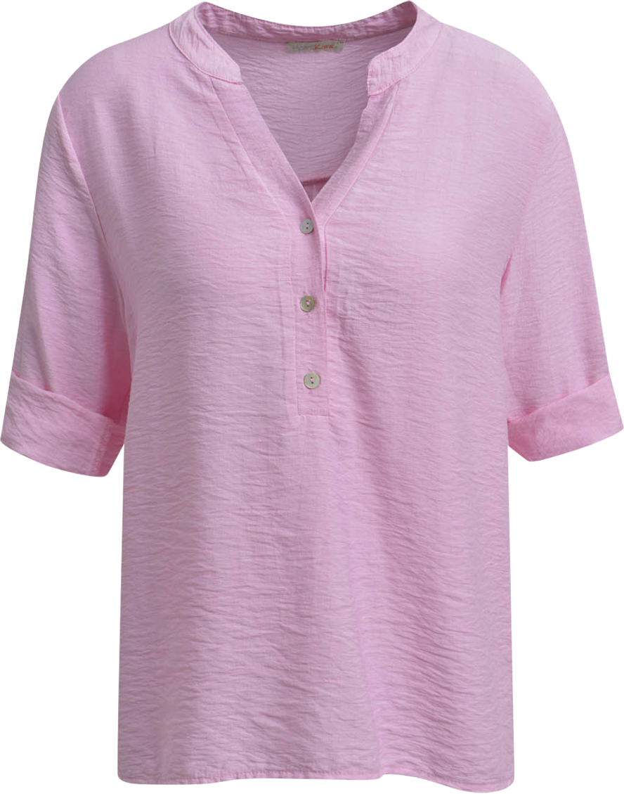 Heartkiss Damen Bluse Rosa – Luftige Sommerbluse mit V-Ausschnitt
