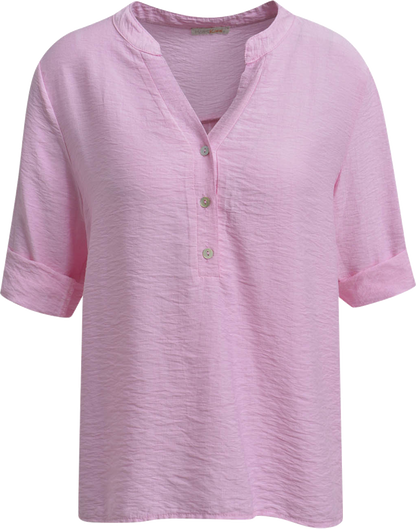 Heartkiss Damen Bluse Rosa – Luftige Sommerbluse mit V-Ausschnitt