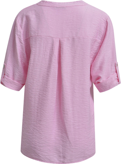 Heartkiss Damen Bluse Rosa – Luftige Sommerbluse mit V-Ausschnitt