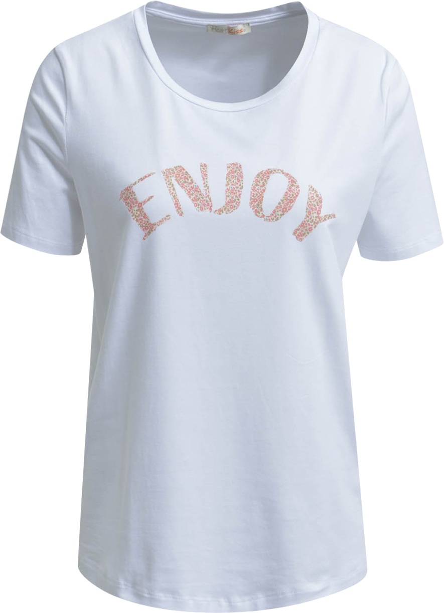 Heartkiss Damen T-Shirt Weiß mit „ENJOY“ Print – Trendiges Statement Shirt