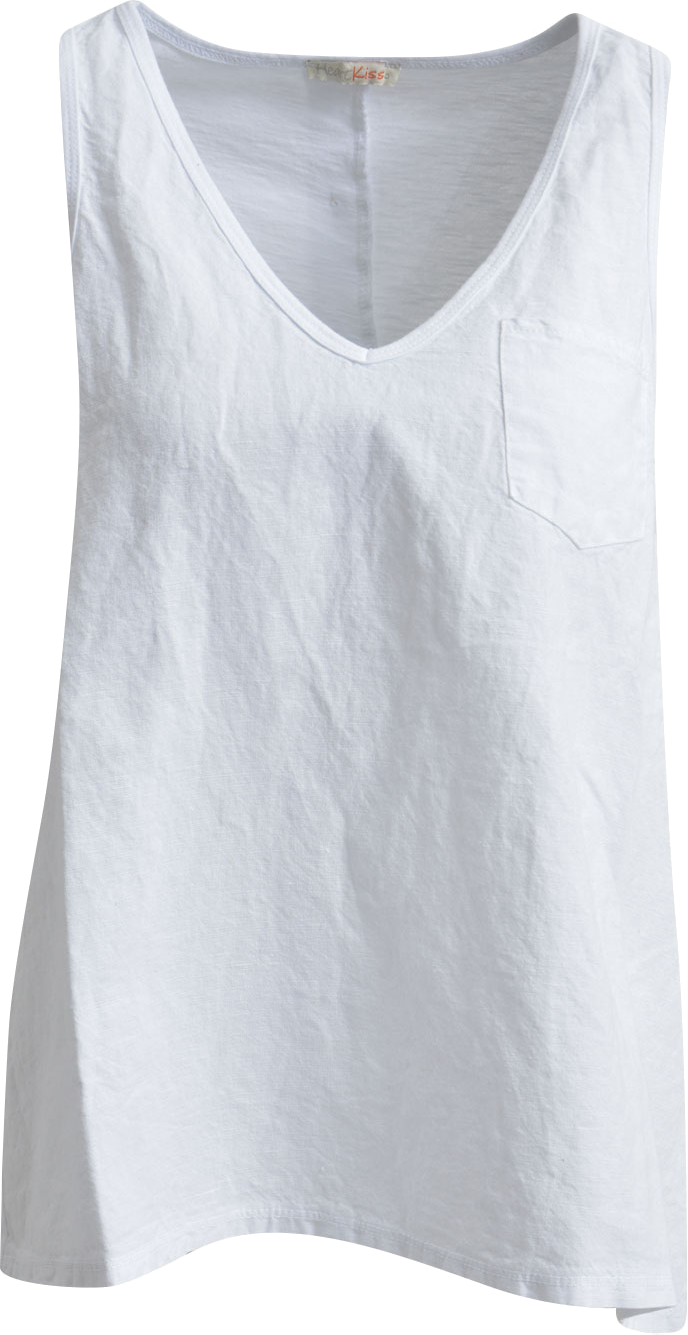 Heartkiss Damen Top Weiß – Luftiges V-Ausschnitt Shirt mit Brusttasche