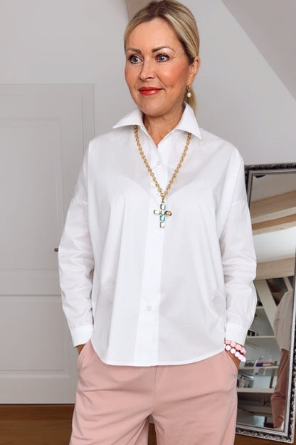 Bluse VWillow – Klassische Baumwollbluse in Weiß | Made in Italy