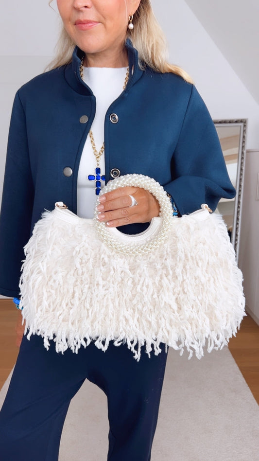 Tasche Vrax – Glamouröse Statement Bag mit Perlenhenkel