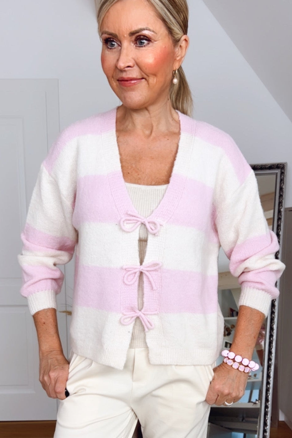 Strickjacke Vjely – Baby Alpaka Cardigan mit Schleifendetail