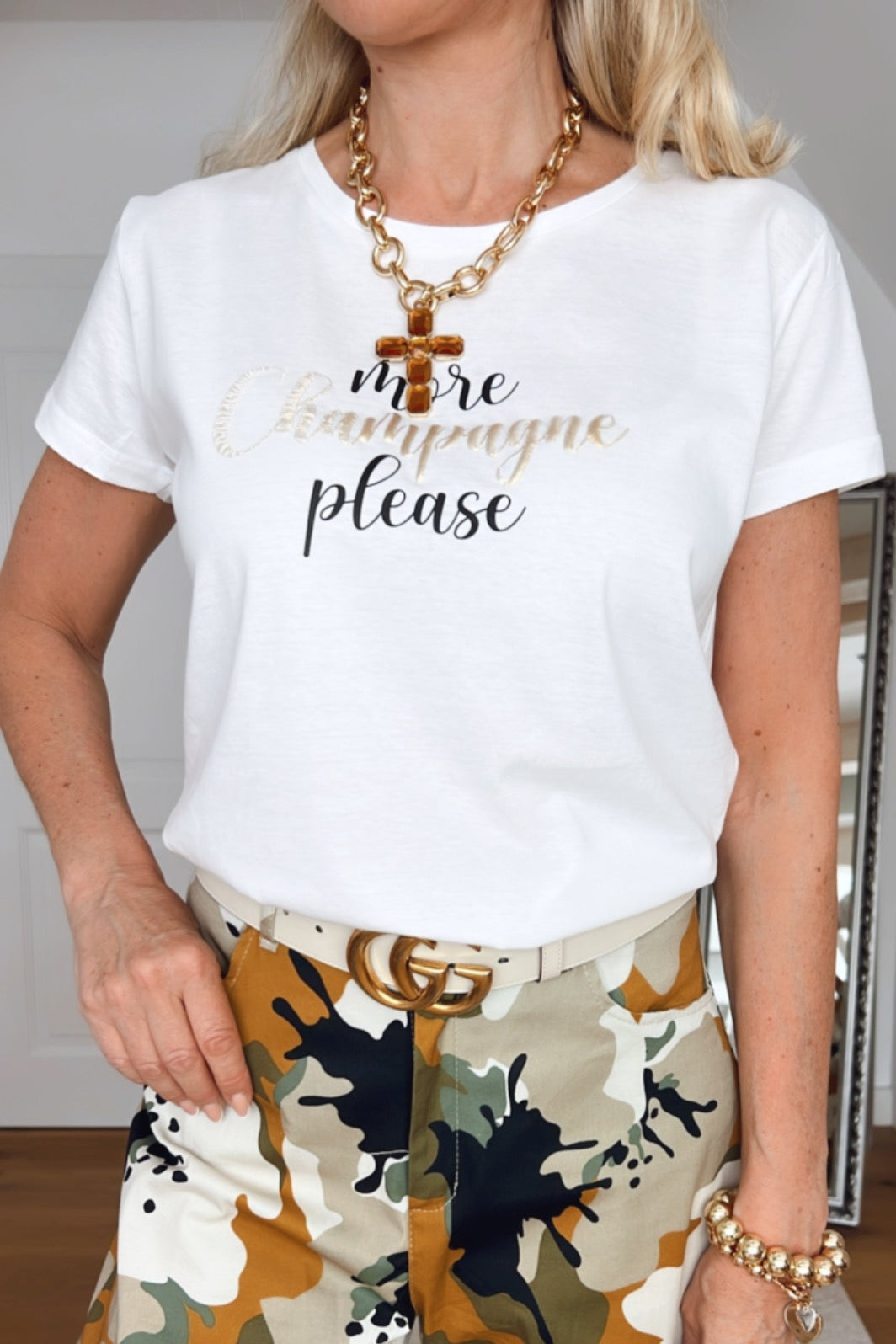 T-Shirt Vparma – Statement-Shirt „More Champagne Please“