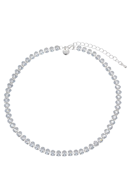 Leslii Damen Halskette mit Kristallsteinen – Funkelndes Collier in Silber-Optik