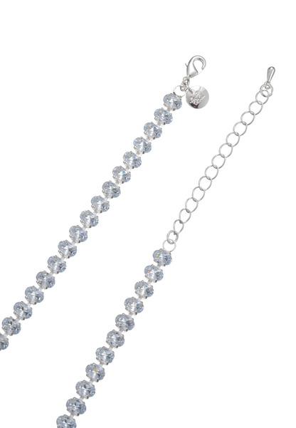 Leslii Damen Halskette mit Kristallsteinen – Funkelndes Collier in Silber-Optik