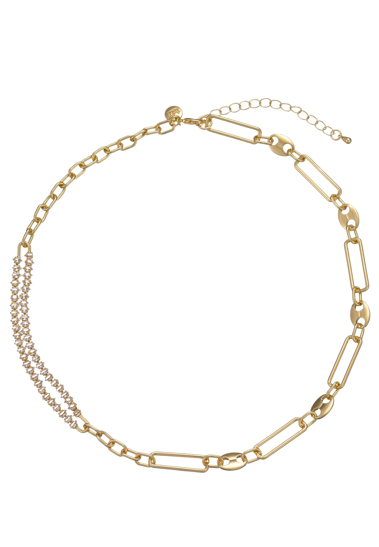 Leslii Damen Halskette in Gold-Optik – Moderne Gliederkette mit funkelnden Strass-Details