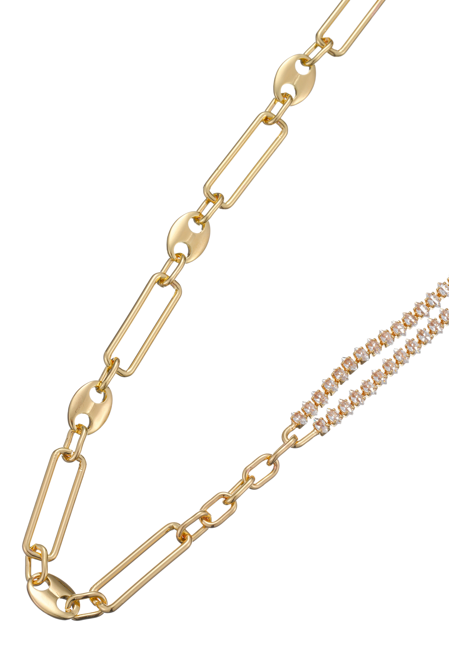 Leslii Damen Halskette in Gold-Optik – Moderne Gliederkette mit funkelnden Strass-Details