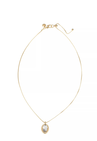 Leslii Damen Halskette mit ovalem Kristall-Anhänger – Zeitlose Eleganz in Gold-Optik