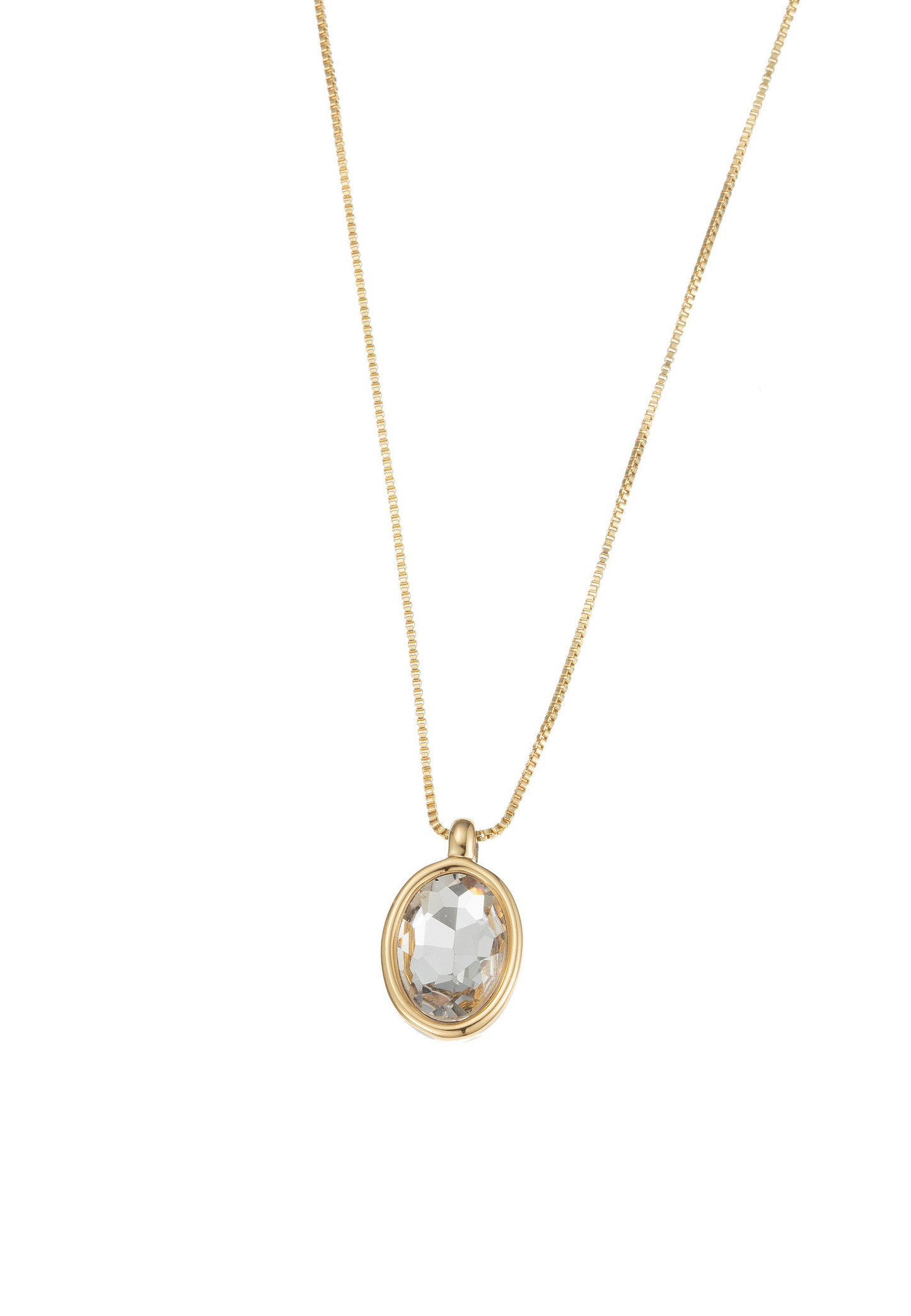 Leslii Damen Halskette mit ovalem Kristall-Anhänger – Zeitlose Eleganz in Gold-Optik